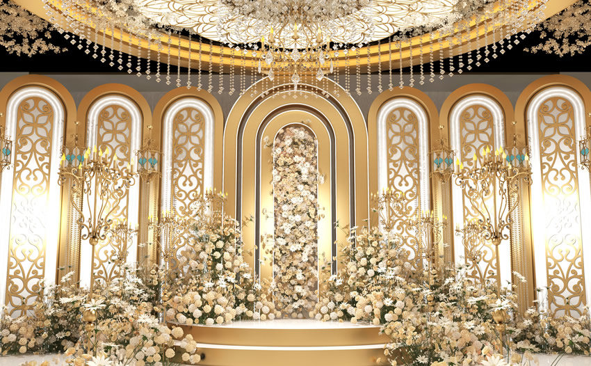 义乌香槟色调婚礼堂效果展示